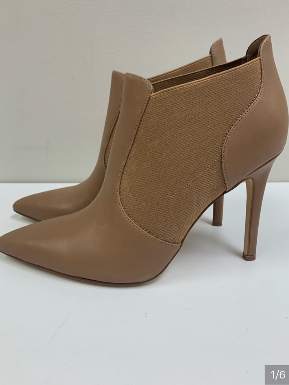 Nine West Tan Leather Pointed-Toe Ankle Booties - Picture 3 of 5